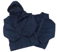 3v1 - Tmavomodrá šusťáková funkční celoroční bunda s ukrývací kapucí zn. Freedom trail
