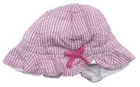Růžovo-bílý pruhovaný klobouk s mašlí zn. George