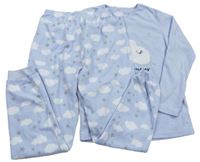 Světlemodré fleecové pyžamo s mráčky a hvězdičkami zn. Primark