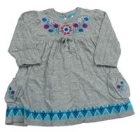 Šedé melírované svetrové šaty s kytičkami a vzorem zn. Debenhams