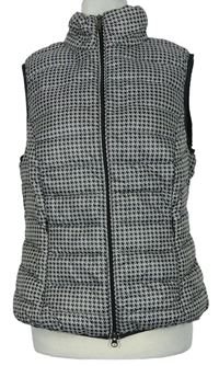 Dámská černo-béžová vzorovaná šusťáková zateplená vesta zn. S. Oliver 