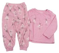 Růžové plyšové pyžamo s baletkami zn. PRIMARK