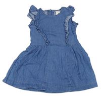 Modré riflové šaty s volánky zn. C&A