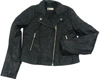 Černá propínací koženková jarní bunda křivák zn. H&M