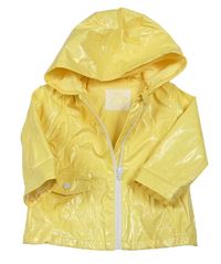 Žlutá třpytivá nepromokavá jarní bunda s kapucí zn. F&F