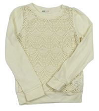 Smetanový pletený svetr s krajkou zn. H&M
