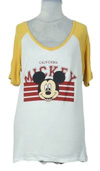 Dámské bílo-oranžové tričko s Mickeym zn. Disney 