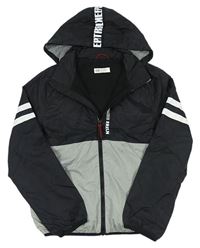 Černo-šedá šusťáková jarní bunda s kapucí zn. H&M