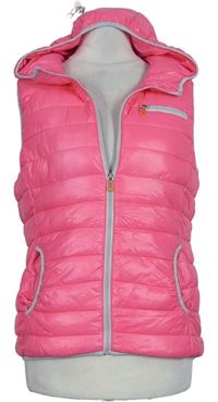 Dámská neonově růžová šusťáková zateplená vesta s kapucí zn. FB Sister 