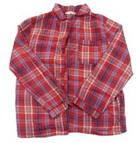 Červeno-barevný kostkovaný flanelový pyžamový kabátek zn. John Lewis