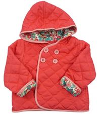 Růžová šusťáková prošívaná lehká zateplená bunda s kapucí zn. Mothercare