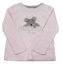 Růžové fleecové pyžamové triko s koalou a nápisem zn. Primark