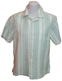 Pánská zeleno-bílá proužkovaná lněná košile zn. GAP