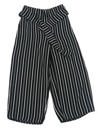 Černo-bílé pruhované culottes kalhoty s páskem zn. Primark