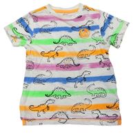 Bílo-barevné pruhované tričko s dinosaury zn. F&F