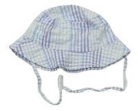 Světlemodro-bílý kostkovaný klobouk zn. H&M