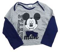 Šedo-tmavomodré triko s Mickeym zn. Disney