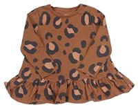 Skořicové teplákové šaty s leopardím vzorem zn. F&F