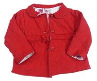Červený prošívaný mikinový kabát s mašličkou zn. Baker
