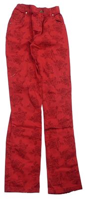 Červené květované džíny zn. Tu