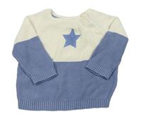 Krémovo-modrý svetr s hvězdičkou zn. Ergee