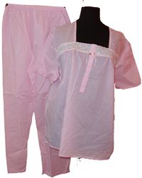 Dámské růžové kostkované pyžamo 