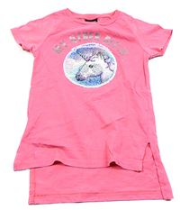 Růžové tričko s jednorožcem a flitry zn. Primark