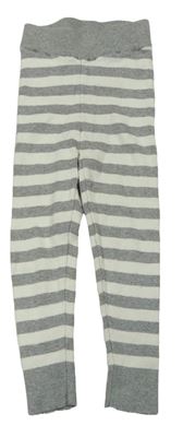 Šedo-bílé pruhované pletené kalhoty zn. H&M