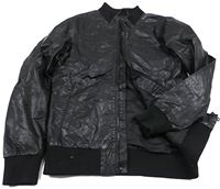 Černá koženková jarní bunda s tygrem zn. H&M