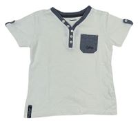 Bílo-tmavomodré tričko s kapsou zn. C&A