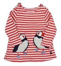 Bílo-červené pruhované šaty s tučňáky zn. Joules