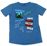 Modré tričko s Minecraft z překlápěcích flitrů zn. Next 