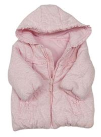 Růžový puntíkovaný zateplený mikinový kabátek s kapucí zn. George