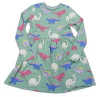 Světlemodré bavlněné šaty s dinosaury zn. M&S
