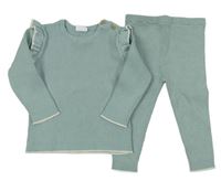 2set - Šedomodrý žebrovaný lehký svetr + kalhoty zn. F&F