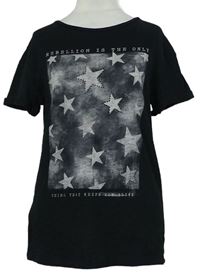 Dámské černé tričko s hvězdičkami zn. MNG 