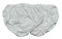 2x - Bílé kalhotky na plenky s mašličkou a volánky zn. NUTMEG