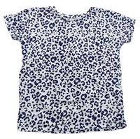 Krémovo-modré tričko s leopardím vzorem zn. Tu