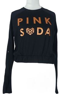 Dámské černé crop triko s nápisem zn. Pink Soda 