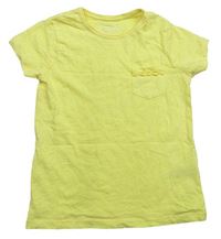 Žluté melírované tričko s kapsou s kytičkami zn. PRIMARK