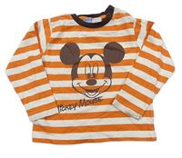 Oranžovo-bílé pruhované triko s Mickey Mousem zn. Disney