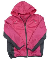 Růžovo-šedá funkční sportovní šusťáková jarní bunda s kapucí zn. Crivit