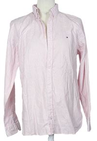 Pánská růžovo-bílá proužkovaná slim fit košile zn. Tommy Hilfiger 
