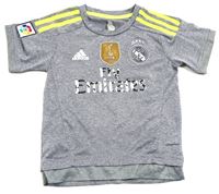 Šedé melírované sportovní tričko s potiskem zn. Adidas