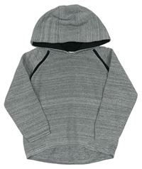 Šedý melírovaný svetr s černými pruhy a kapucí zn. F&F
