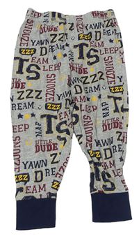 Šedé melírované pyžamové kalhoty s nápisy zn. George