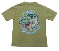 Khaki tričko s dinosaurem zn. M&S