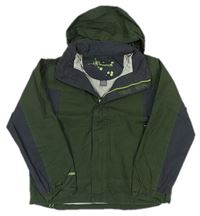 Khaki-tmavošedá šusťáková outdoorová jarní bunda s ukrývací kapucí zn. Regatta