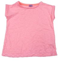 Neonově růžové melírované tričko s krajkou zn. F&F