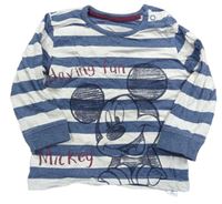 Tmavomodro-smetanové pruhované triko s Mickeym zn. George 